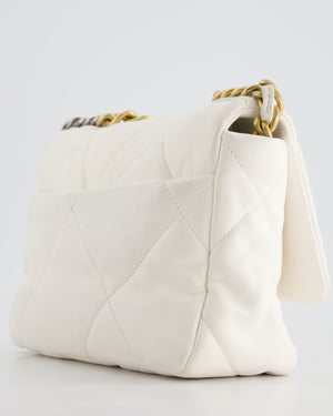 Chanel White Medium 19 Bag in Quilted Goatskin Leather with Mixed Hardware