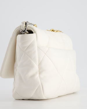 Chanel White Medium 19 Bag in Quilted Goatskin Leather with Mixed Hardware