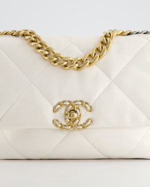 Chanel White Medium 19 Bag in Quilted Goatskin Leather with Mixed Hardware