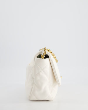 Chanel White Medium 19 Bag in Quilted Goatskin Leather with Mixed Hardware