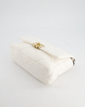 Chanel White Medium 19 Bag in Quilted Goatskin Leather with Mixed Hardware