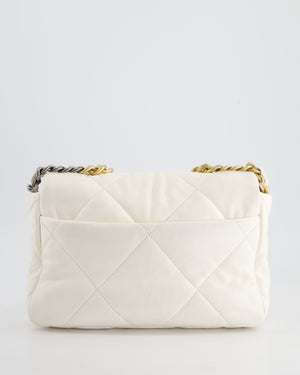 Chanel White Medium 19 Bag in Quilted Goatskin Leather with Mixed Hardware