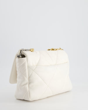 Chanel White Medium 19 Bag in Quilted Goatskin Leather with Mixed Hardware