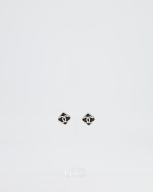 *HOT* Chanel Black, Crystal Embellished Diamond-Shaped CC Earrings