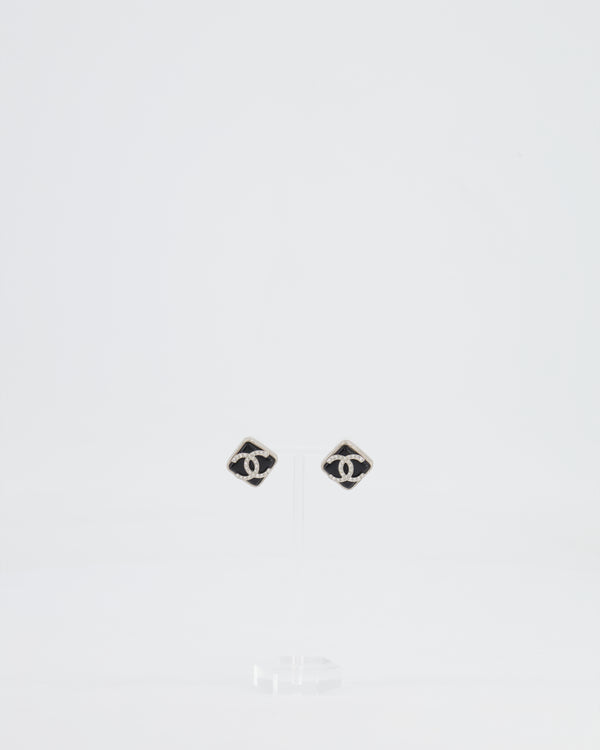 *HOT* Chanel Black, Crystal Embellished Diamond-Shaped CC Earrings