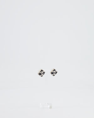 *HOT* Chanel Black, Crystal Embellished Diamond-Shaped CC Earrings