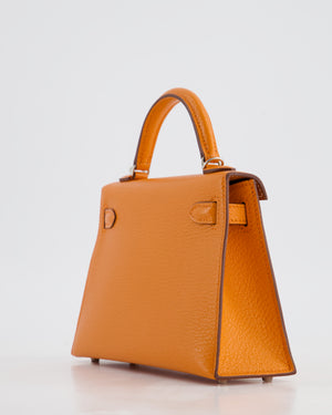 *RARE* Hermès Mini Kelly II 20cm Verso Bag in Orange H Chèvre and Gold Leather with Palladium Hardware