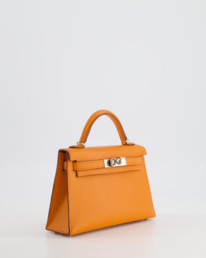 *RARE* Hermès Mini Kelly II 20cm Verso Bag in Orange H Chèvre and Gold Leather with Palladium Hardware