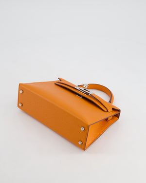 *RARE* Hermès Mini Kelly II 20cm Verso Bag in Orange H Chèvre and Gold Leather with Palladium Hardware