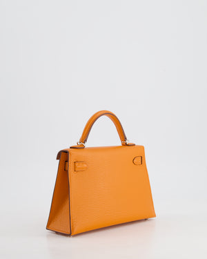 *RARE* Hermès Mini Kelly II 20cm Verso Bag in Orange H Chèvre and Gold Leather with Palladium Hardware