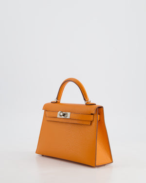 *RARE* Hermès Mini Kelly II 20cm Verso Bag in Orange H Chèvre and Gold Leather with Palladium Hardware