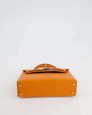 *RARE* Hermès Mini Kelly II 20cm Verso Bag in Orange H Chèvre and Gold Leather with Palladium Hardware