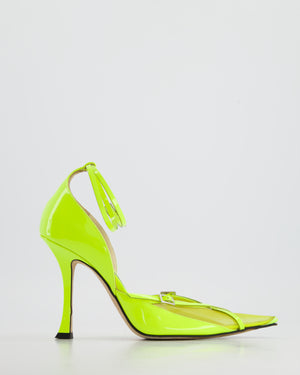 Jimmy Choo X Mugler Florissant Yellow Pointed Mesh Strap Heels Size EU 38