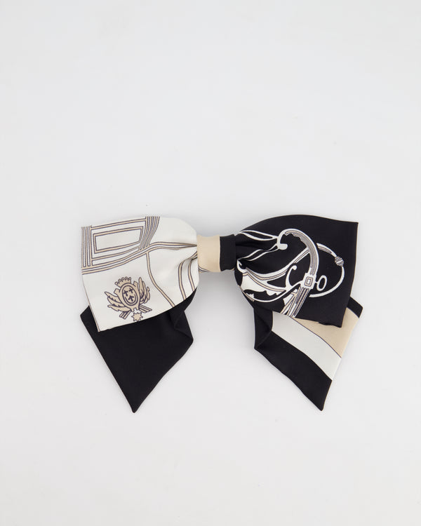 Hermes Noir, Blanc & Crème Bow Hair Clip