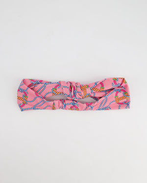 Hermes Rose, Bleu & Vert Silk Bow Headband