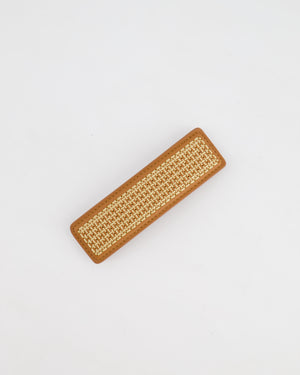 Hermes Gold Elizabeth Hair Clip in Swift Calfskin and Embroidered "H" Motif