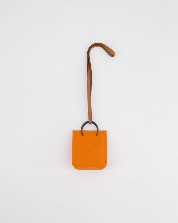 Hermès Orange Lambskin Shopping Bag Charm