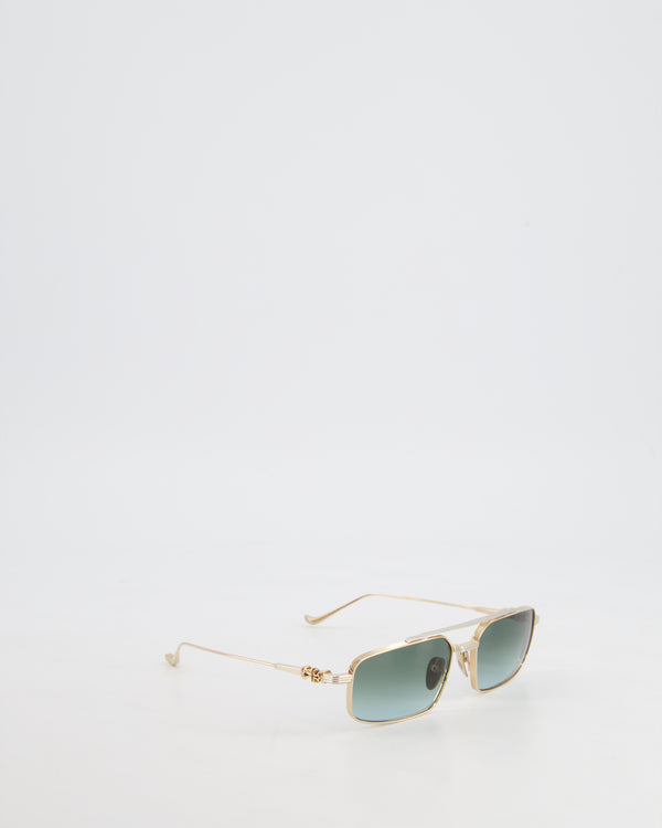 Chrome Hearts Gold Rectangle Sunglasses with Logo Detail