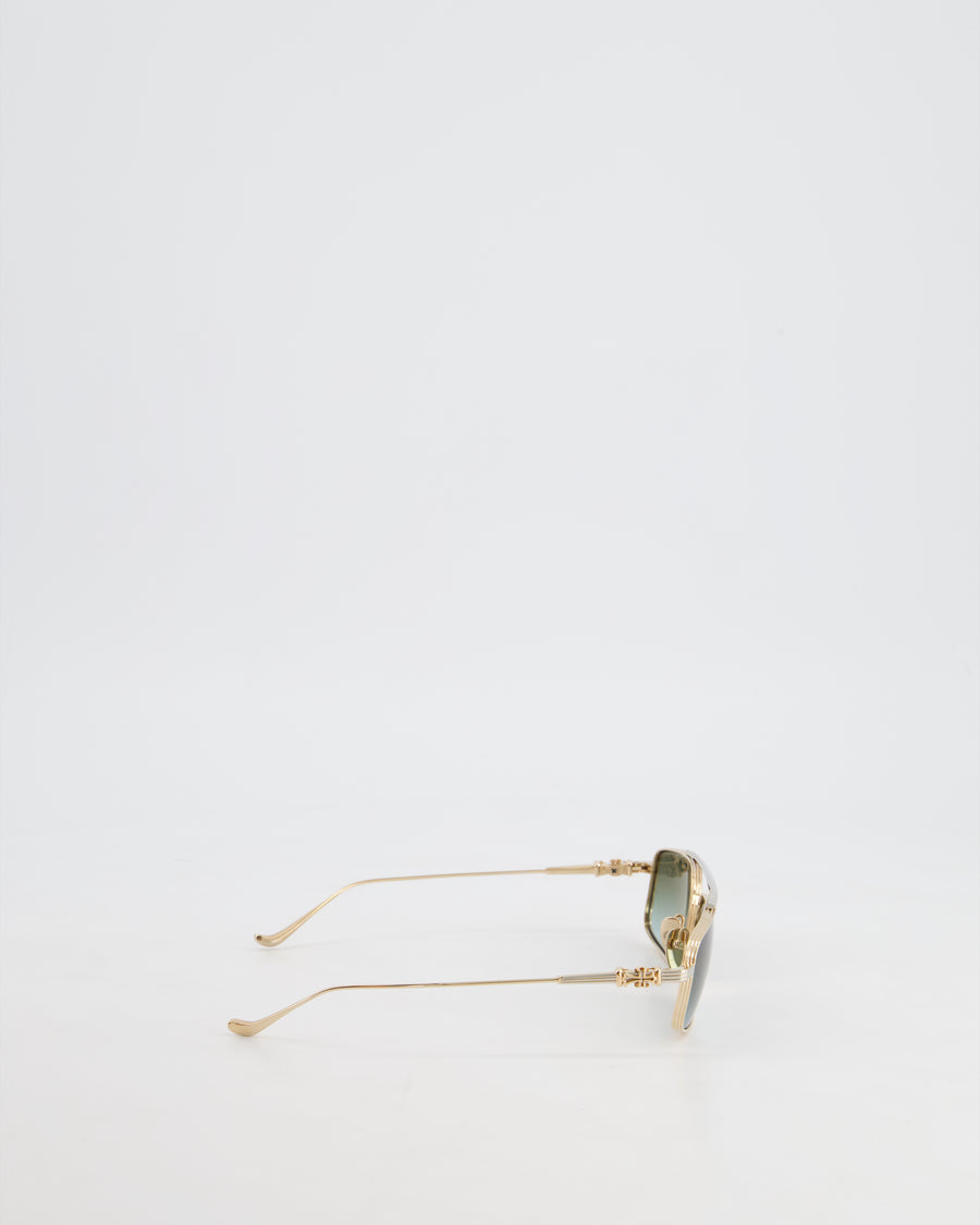 Chrome Hearts Gold Rectangle Sunglasses with Logo Detail