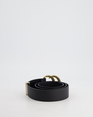 Gucci Black GG Logo Marmont Leather Belt with Torsion Buckle Detail Size 95cm