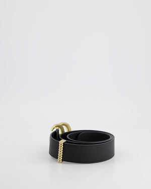 Gucci Black GG Logo Marmont Leather Belt with Torsion Buckle Detail Size 95cm