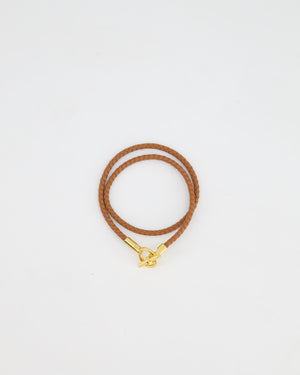 Hermes Gold Glenan Double Tour Bracelet in Swift Leather and Gold Hardware RRP £315