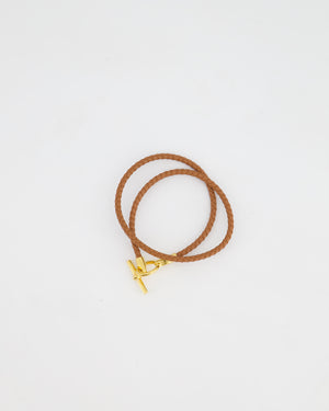 Hermes Gold Glenan Double Tour Bracelet in Swift Leather and Gold Hardware RRP £315