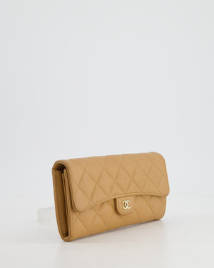 Chanel Caramel Longline Wallet in Caviar Leather with Gold Hardware