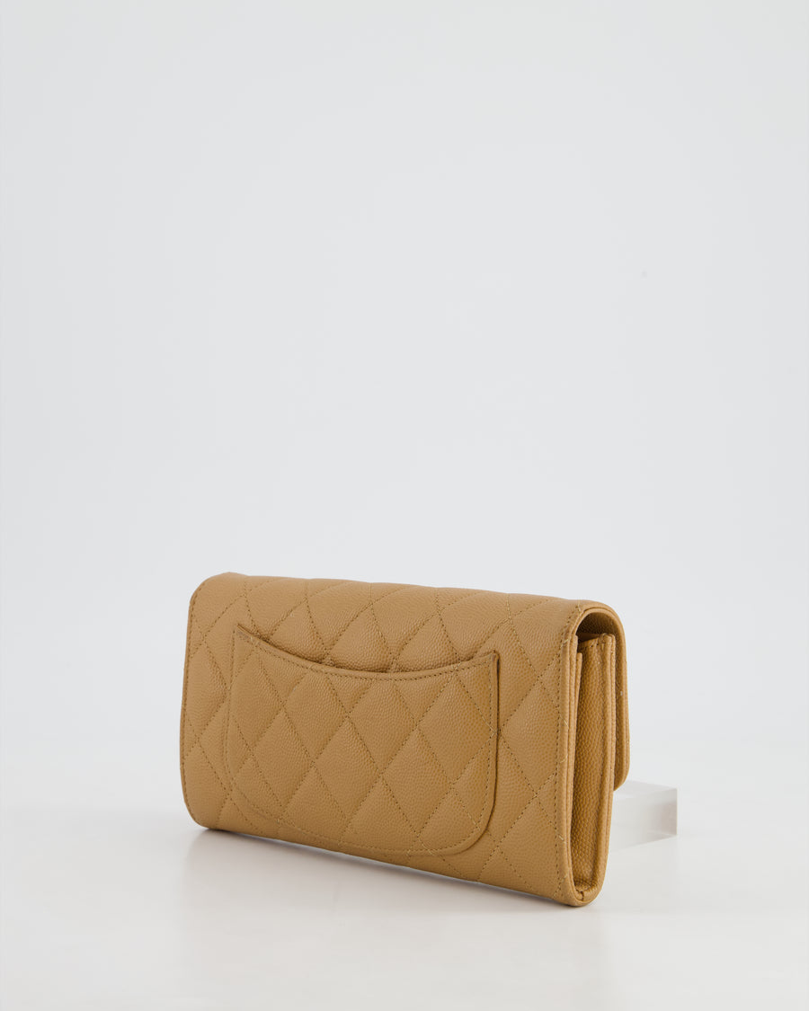 Chanel Caramel Longline Wallet in Caviar Leather with Gold Hardware