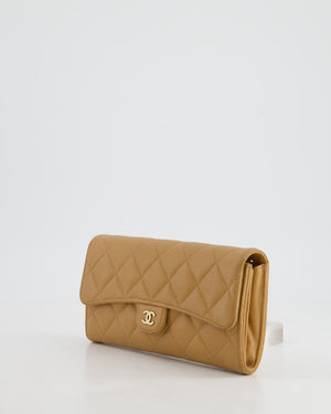 Chanel Caramel Longline Wallet in Caviar Leather with Gold Hardware