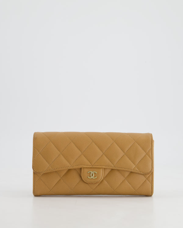 Chanel Caramel Longline Wallet in Caviar Leather with Gold Hardware