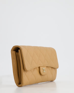 Chanel Caramel Longline Wallet in Caviar Leather with Gold Hardware