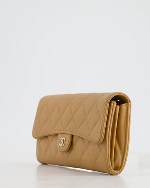 Chanel Caramel Longline Wallet in Caviar Leather with Gold Hardware