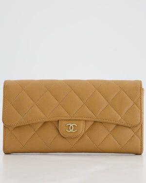 Chanel Caramel Longline Wallet in Caviar Leather with Gold Hardware