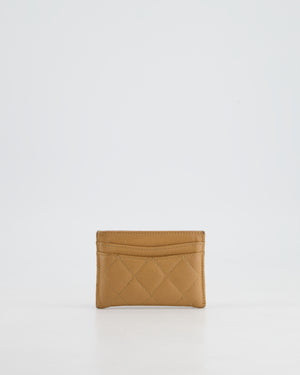 Chanel Caramel Quilted Card-Holder in Caviar Leather with Gold Hardware