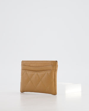 Chanel Caramel Quilted Card-Holder in Caviar Leather with Gold Hardware