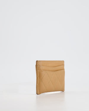 Chanel Caramel Quilted Card-Holder in Caviar Leather with Gold Hardware