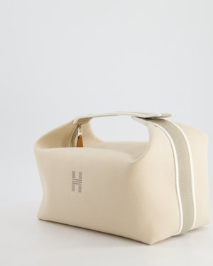 Hermès Large Bride-a-Brac Case in Craie Canvas with Palladium Hardware