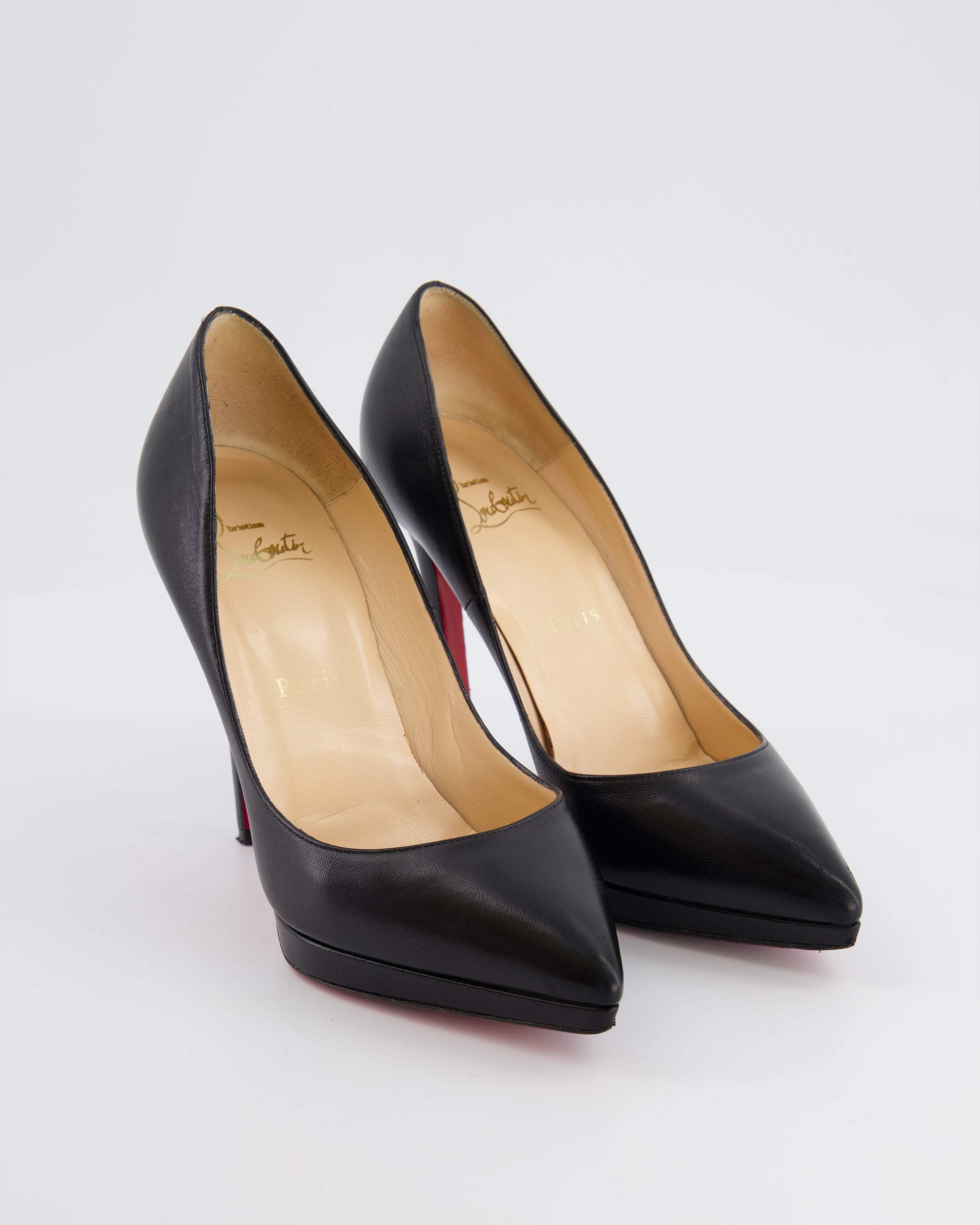 Christian Louboutin Black Pigalle Plato Leather Heels Size EU 36.5 Sellier