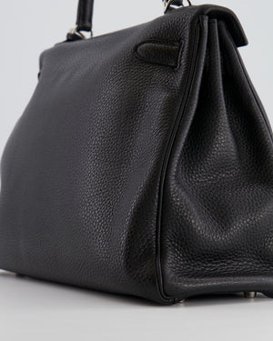 Hermès Kelly Retourne 32cm Bag in Black Clemence Leather with Palladium Hardware