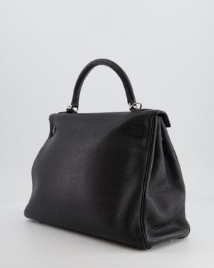 Hermès Kelly Retourne 32cm Bag in Black Clemence Leather with Palladium Hardware