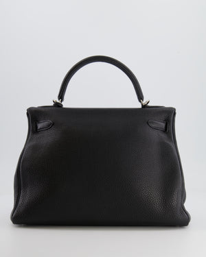 Hermès Kelly Retourne 32cm Bag in Black Clemence Leather with Palladium Hardware