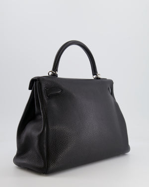 Hermès Kelly Retourne 32cm Bag in Black Clemence Leather with Palladium Hardware