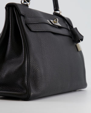 Hermès Kelly Retourne 32cm Bag in Black Clemence Leather with Palladium Hardware