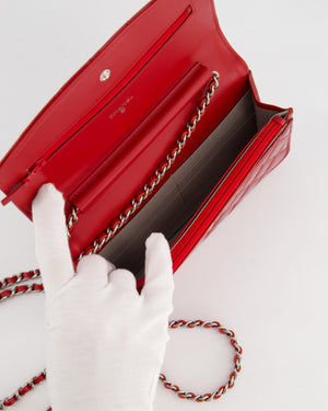 Chanel Red Metallic Wallet on Chain Bag in Patent Leather with Silver Hardware