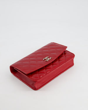 Chanel Red Metallic Wallet on Chain Bag in Patent Leather with Silver Hardware