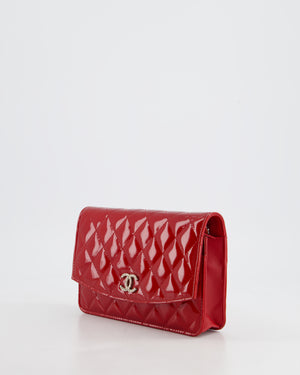 Chanel Red Metallic Wallet on Chain Bag in Patent Leather with Silver Hardware