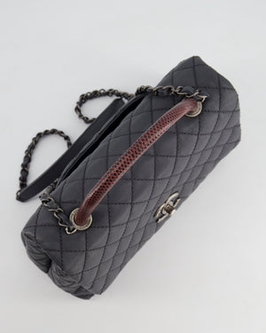 *RARE* Chanel Medium Coco Top Handle Bag Grey Caviar with Python Handle and Ruthenium Hardware