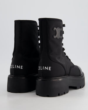 Celine Black Bulky Canvas Lace-Up Logo Boots Size EU 41.5 RRP £890