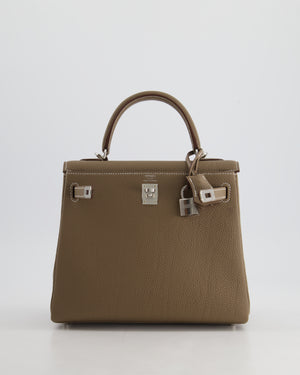 *RARE* Hermès Kelly Retourne Bag 25cm in Etoupe Togo Leather with Palladium Hardware